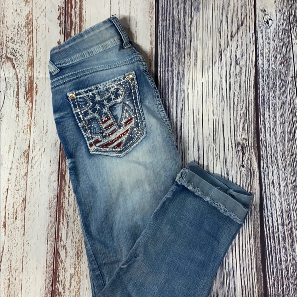 WALL FLOWER | JUNIORS GRAPHIC POCKET CAPRIS SZ 3